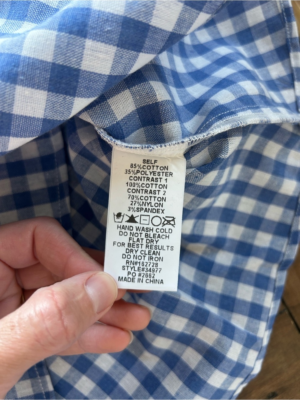 VOY Boutique Blue Gingham Checkered Collared Puff Sleeve Blouse S - Picture 8 of 8
